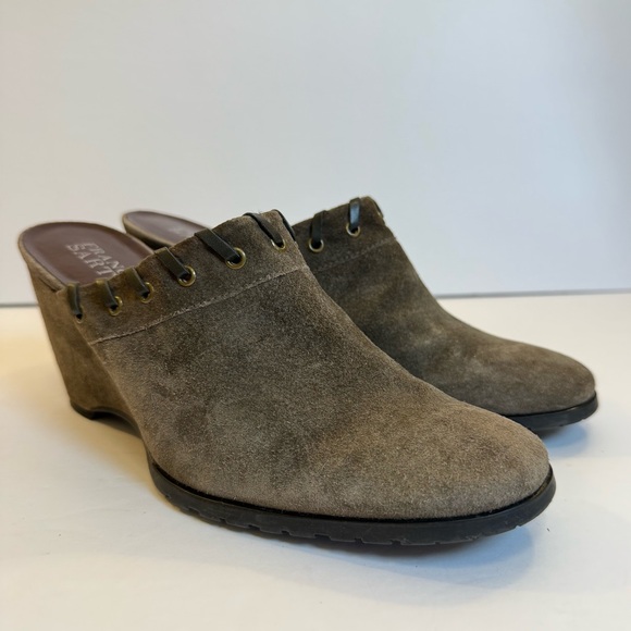 Franco Sarto Shoes - Franco Sarto Grey Brown Suede Wedge Mules